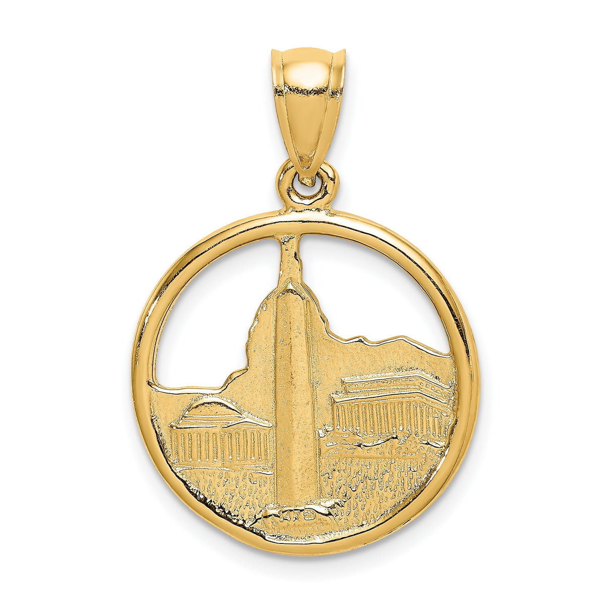 14k Yellow Gold Washington DC Skyline Pendant with Lincoln, Jefferson, and Washington Monuments