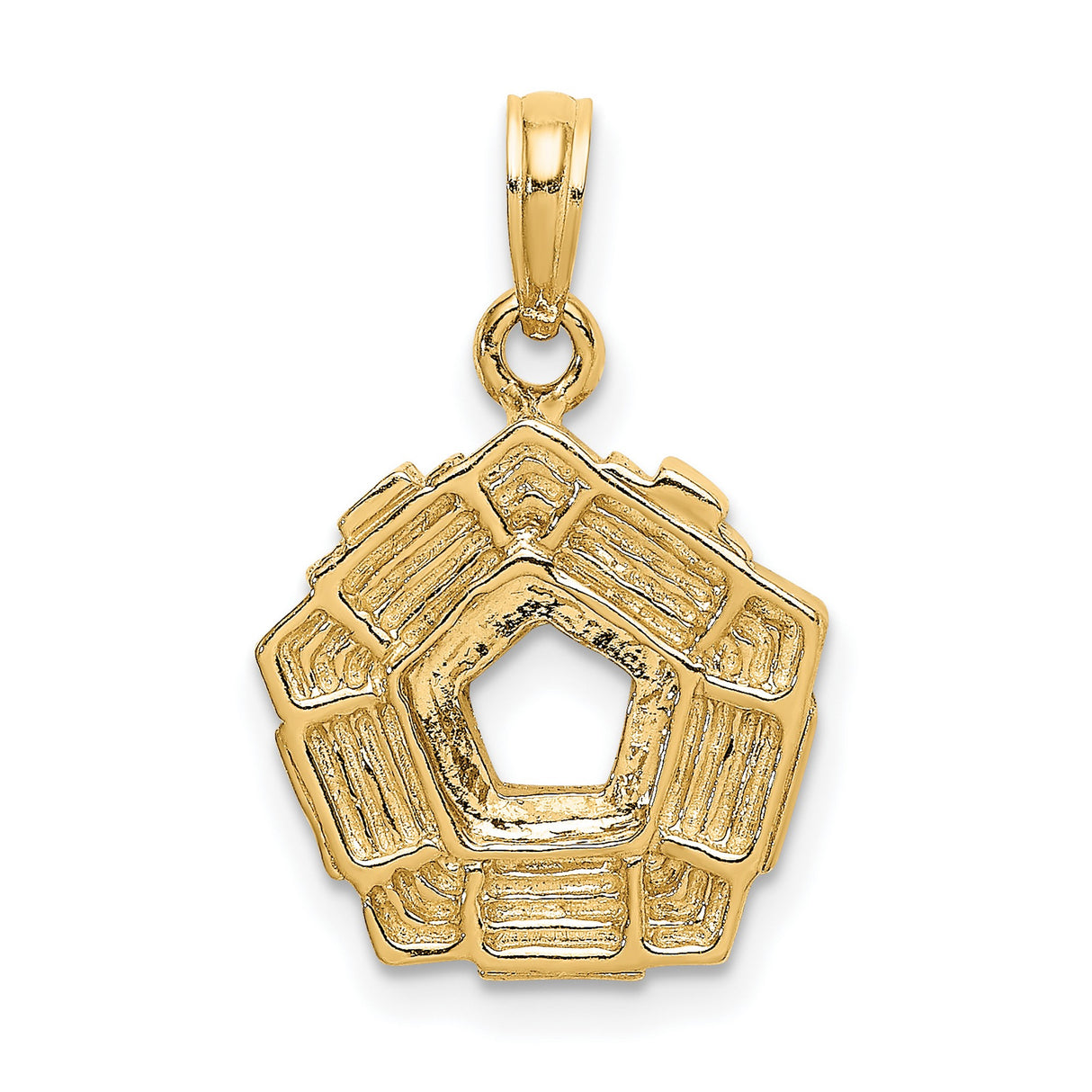 14k Yellow Gold Pentagon Pendant with U.S. Defense Building Design, Military Tribute Charm