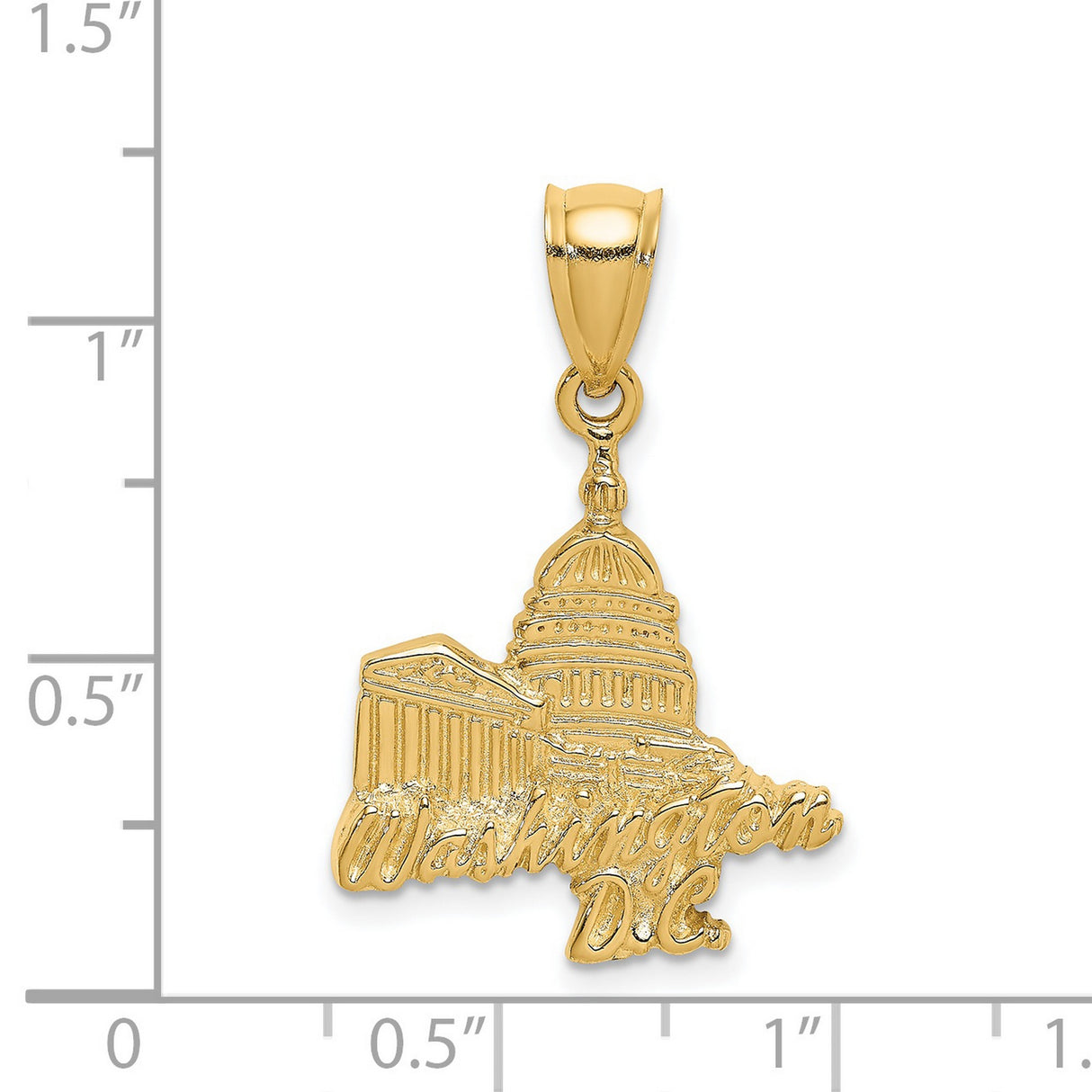 14k Yellow Gold Washington DC Pendant with U.S. Capitol Building, Patriotic Travel Charm