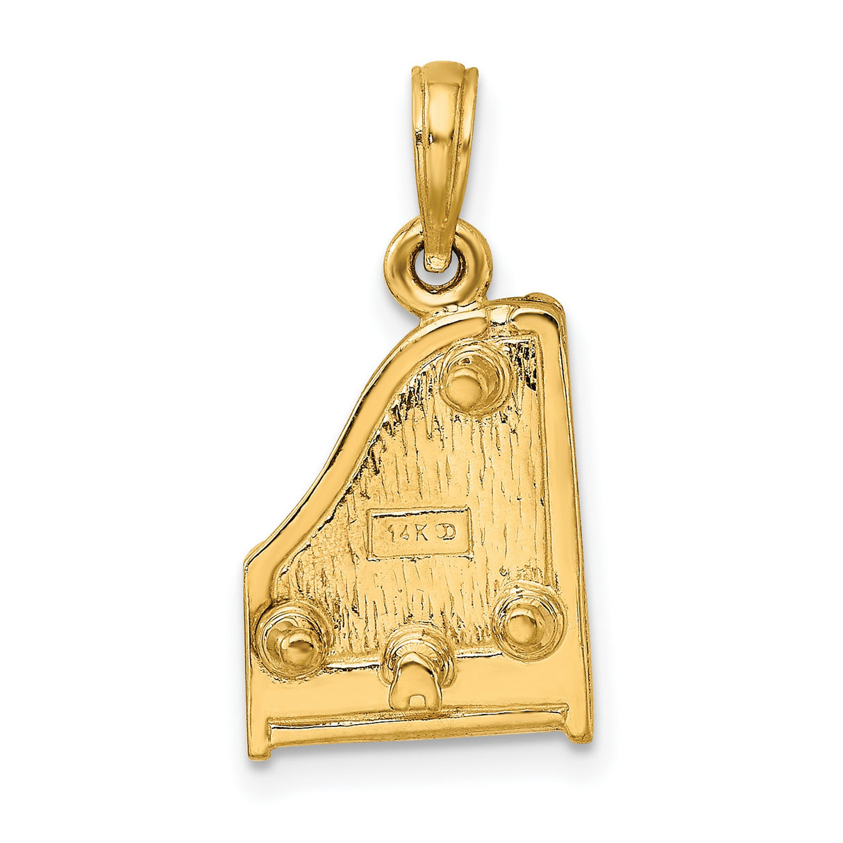 14k Yellow Gold Grand Piano Pendant, Miniature Music Charm with Musical Motif