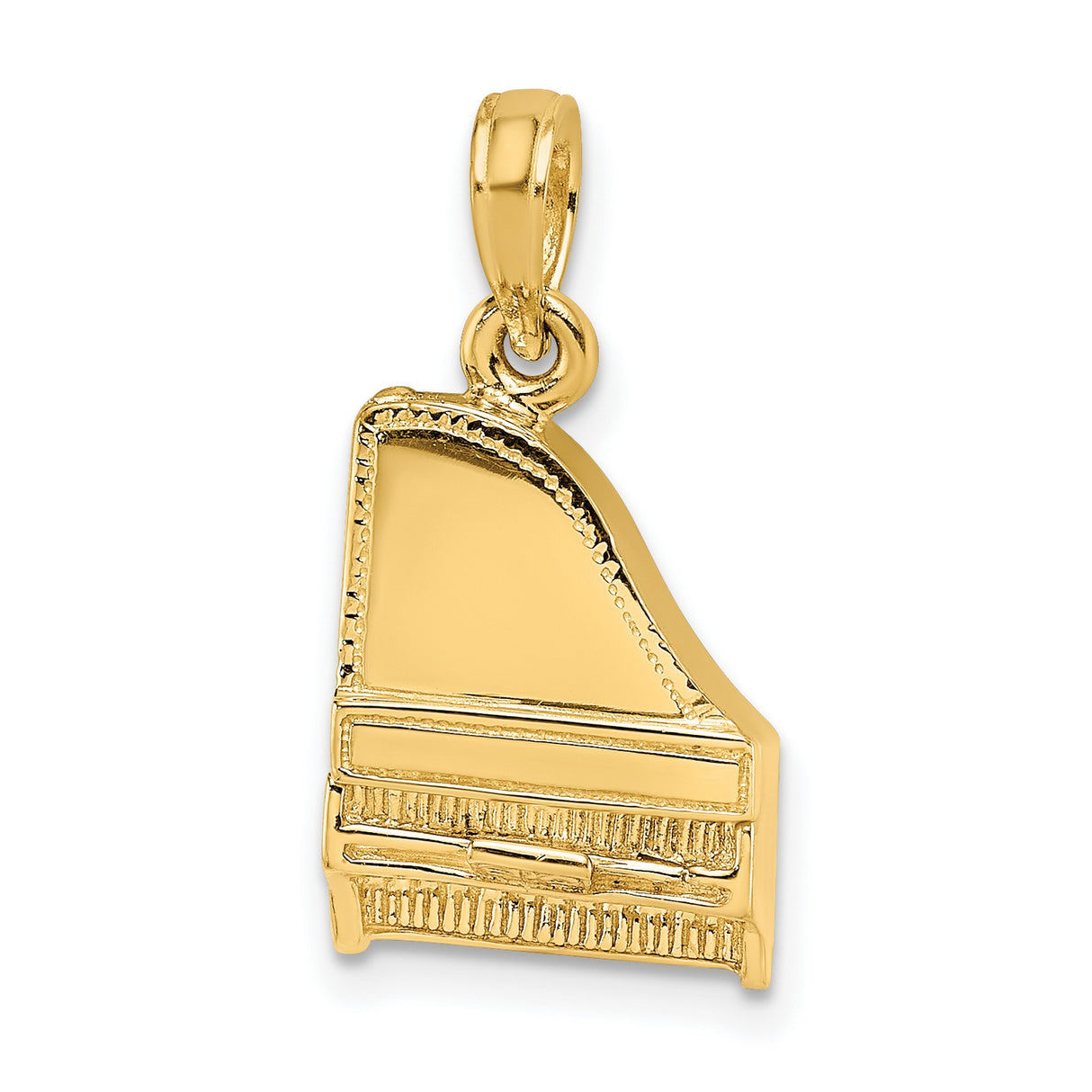 14k Yellow Gold Grand Piano Pendant, Miniature Music Charm with Musical Motif