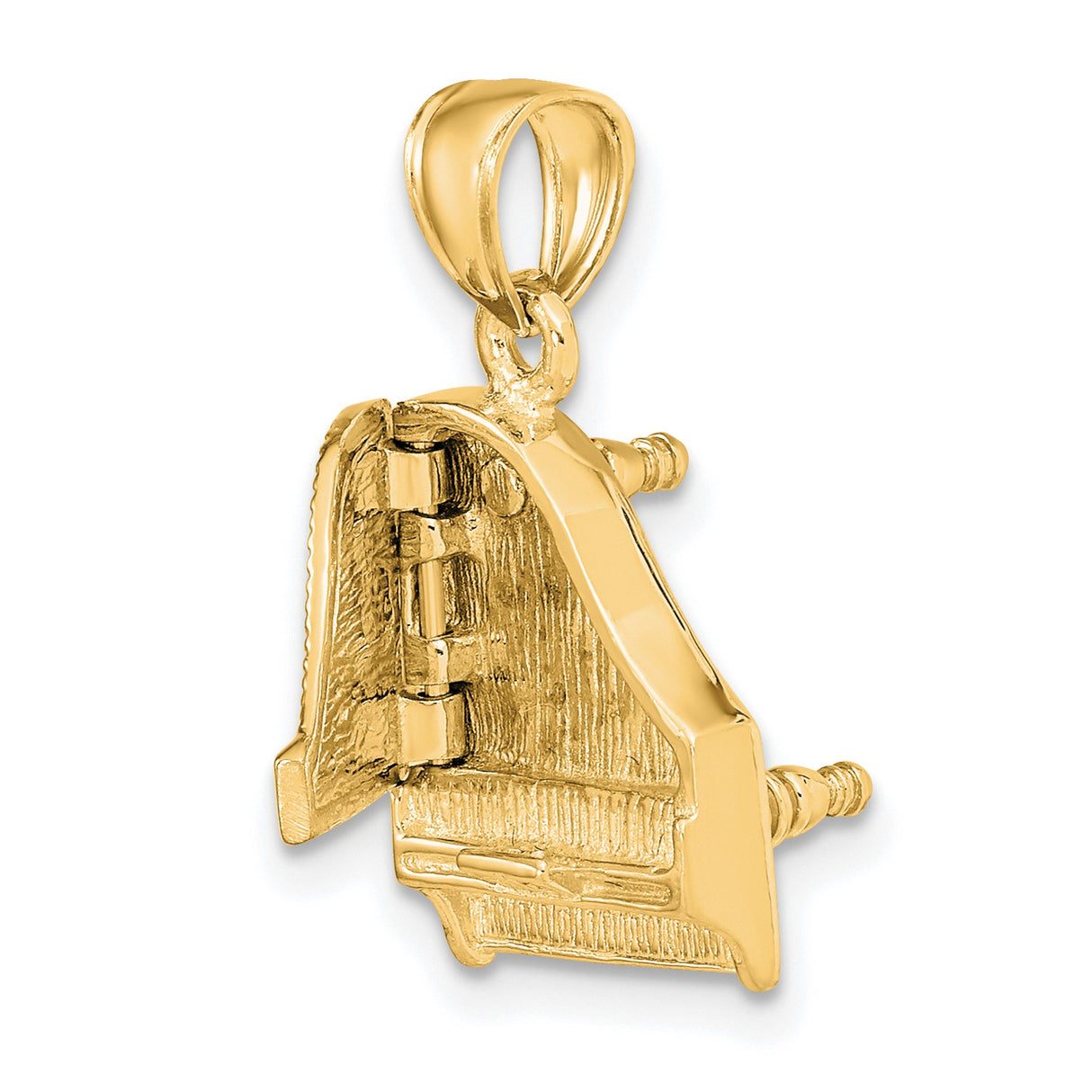 14k Yellow Gold Grand Piano Pendant, Miniature Music Charm with Musical Motif