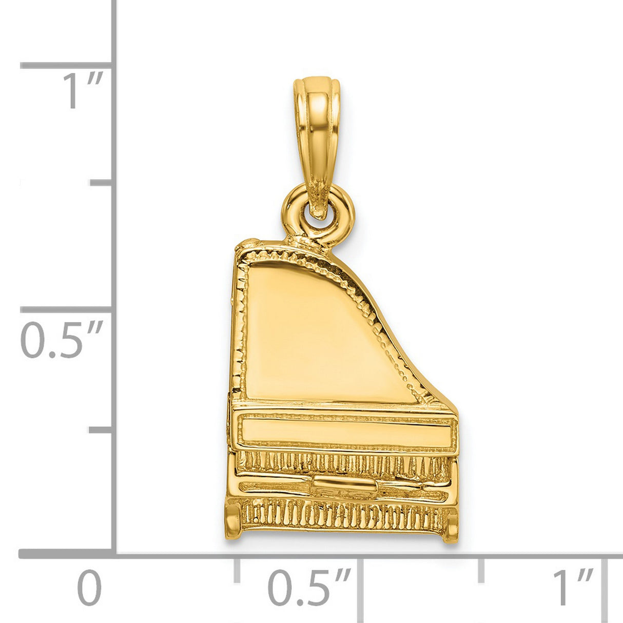 14k Yellow Gold Grand Piano Pendant, Miniature Music Charm with Musical Motif