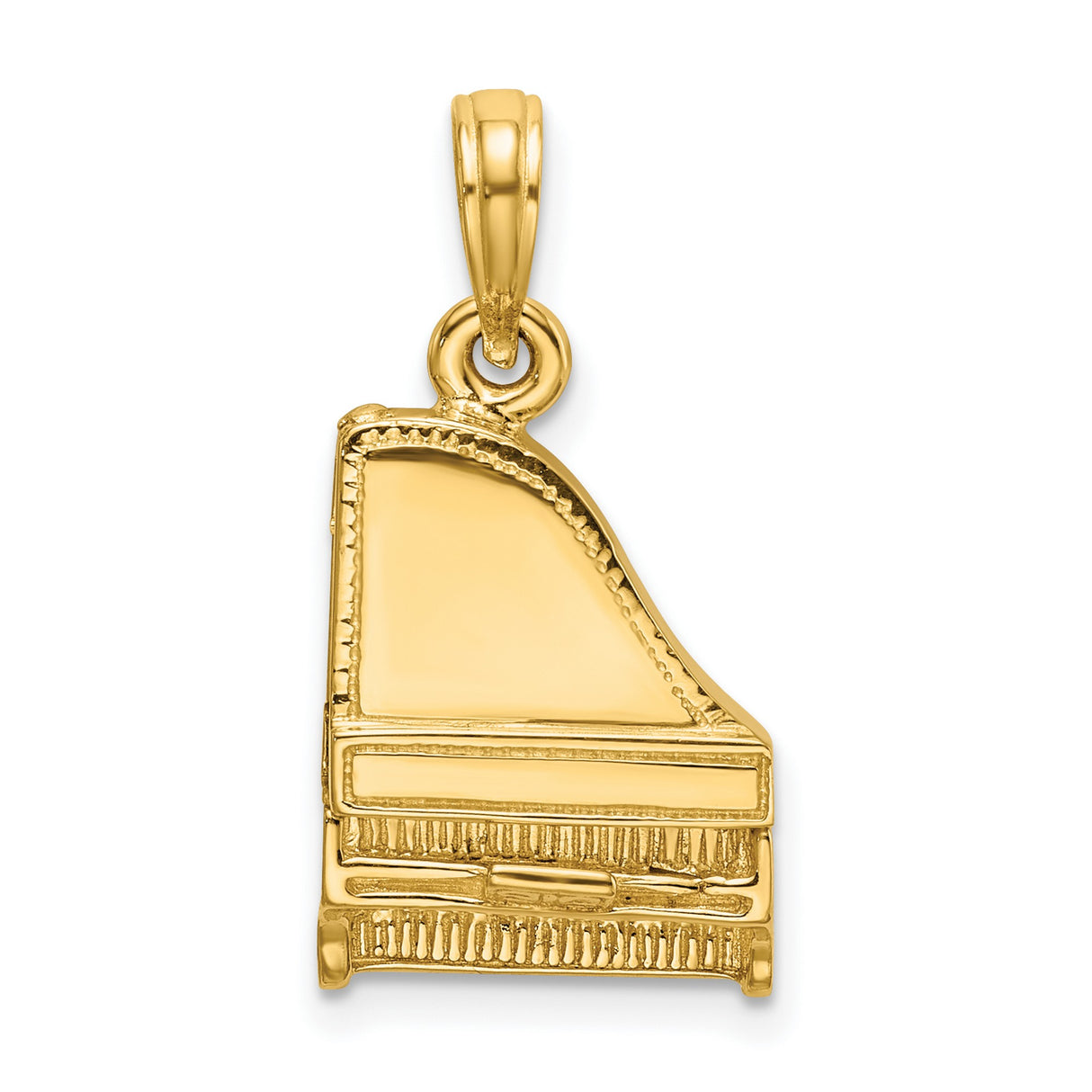 14k Yellow Gold Grand Piano Pendant, Miniature Music Charm with Musical Motif