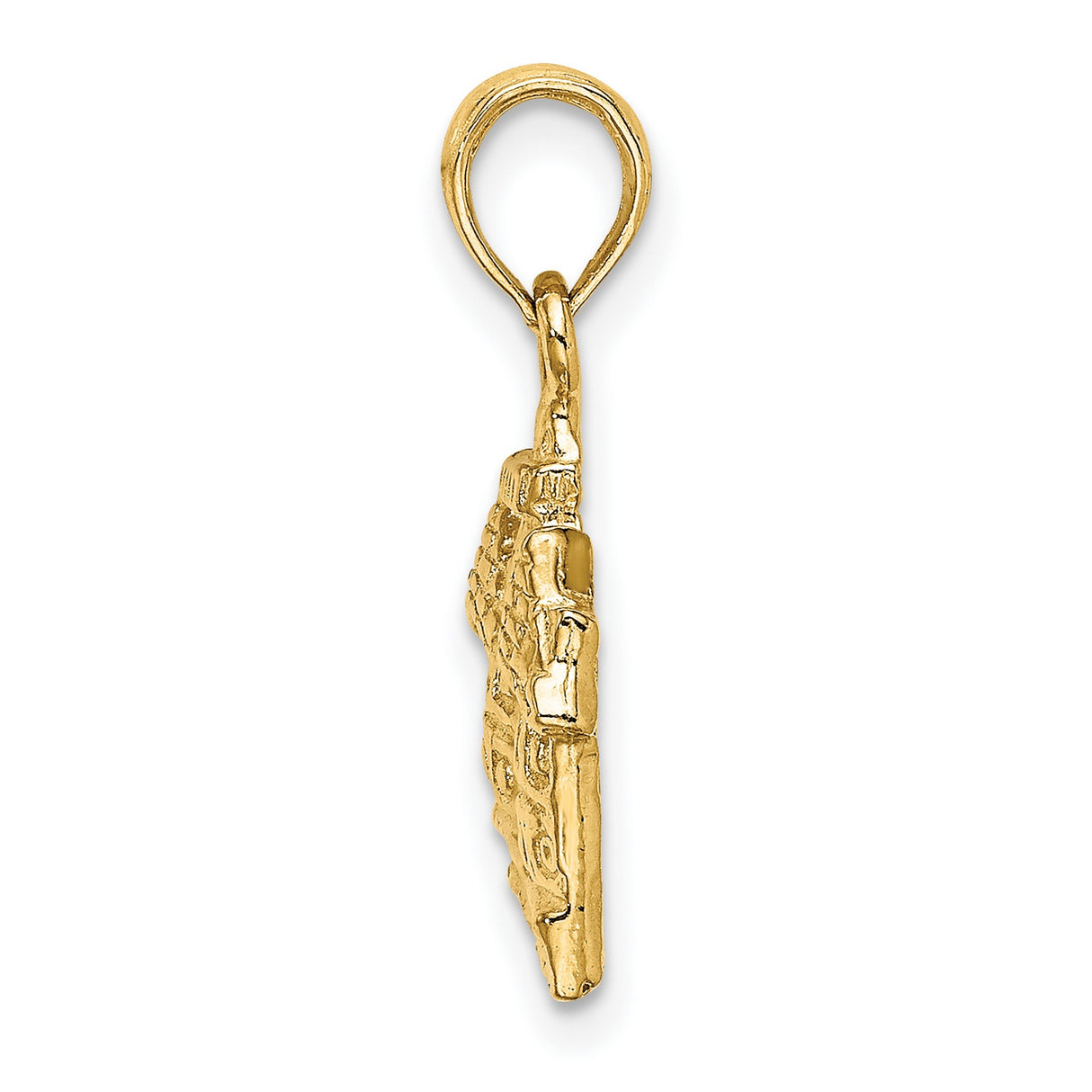 14k Yellow Gold Historic Building Pendant, 3D Architectural Charm for Unisex Wear