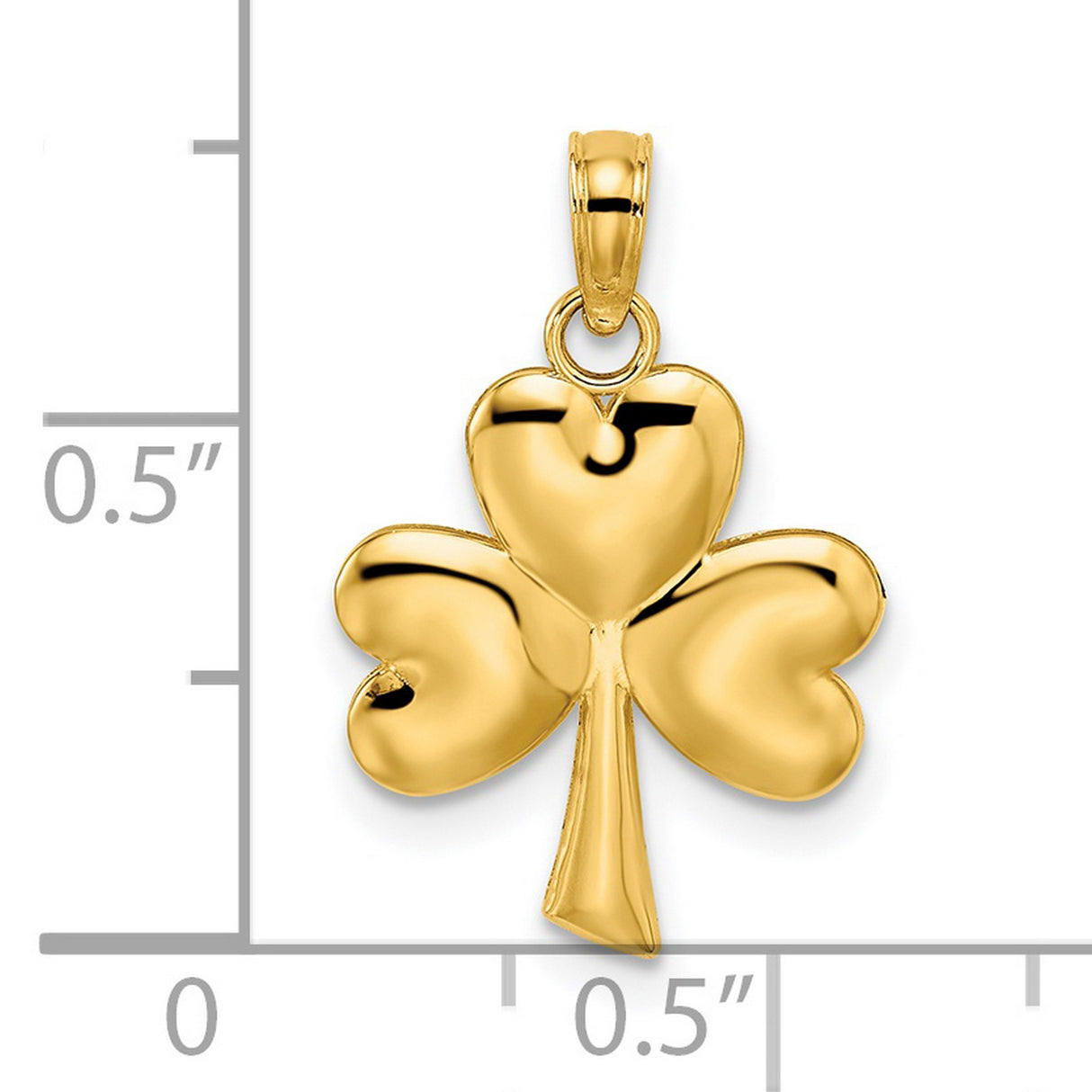 14k Yellow Gold Shamrock Pendant, Three-Leaf Clover Celtic Charm for Women or Unisex Wear