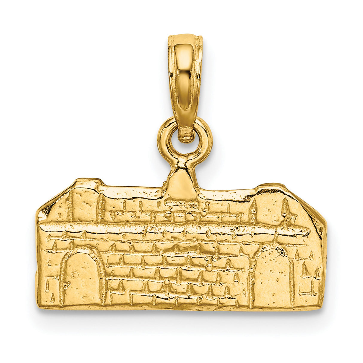 14k Yellow Gold Building Pendant, Detailed Architecture Charm for Alumni or Collectors