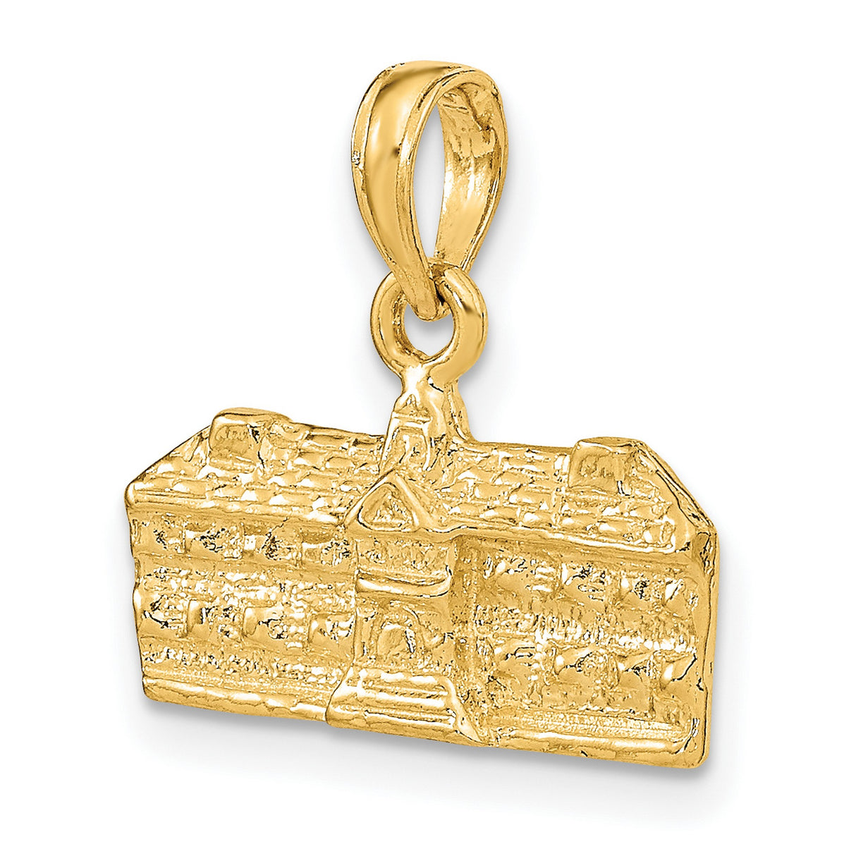 14k Yellow Gold Building Pendant, Detailed Architecture Charm for Alumni or Collectors