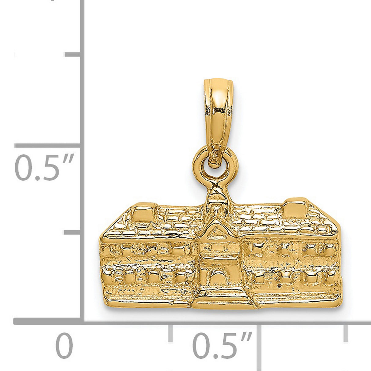 14k Yellow Gold Building Pendant, Detailed Architecture Charm for Alumni or Collectors