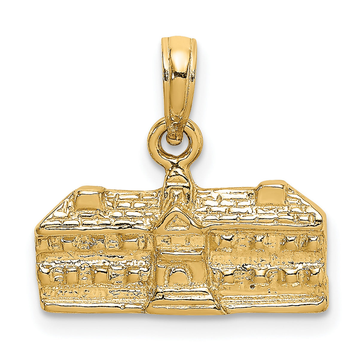14k Yellow Gold Building Pendant, Detailed Architecture Charm for Alumni or Collectors