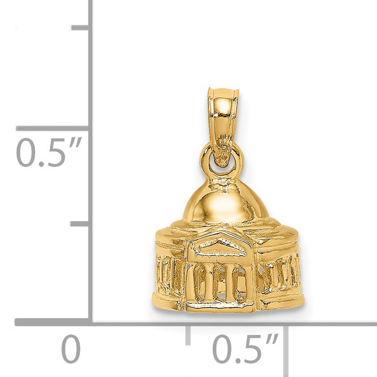 14k Yellow Gold Capitol Building Pendant with Detailed Dome and Columns, Patriotic Charm
