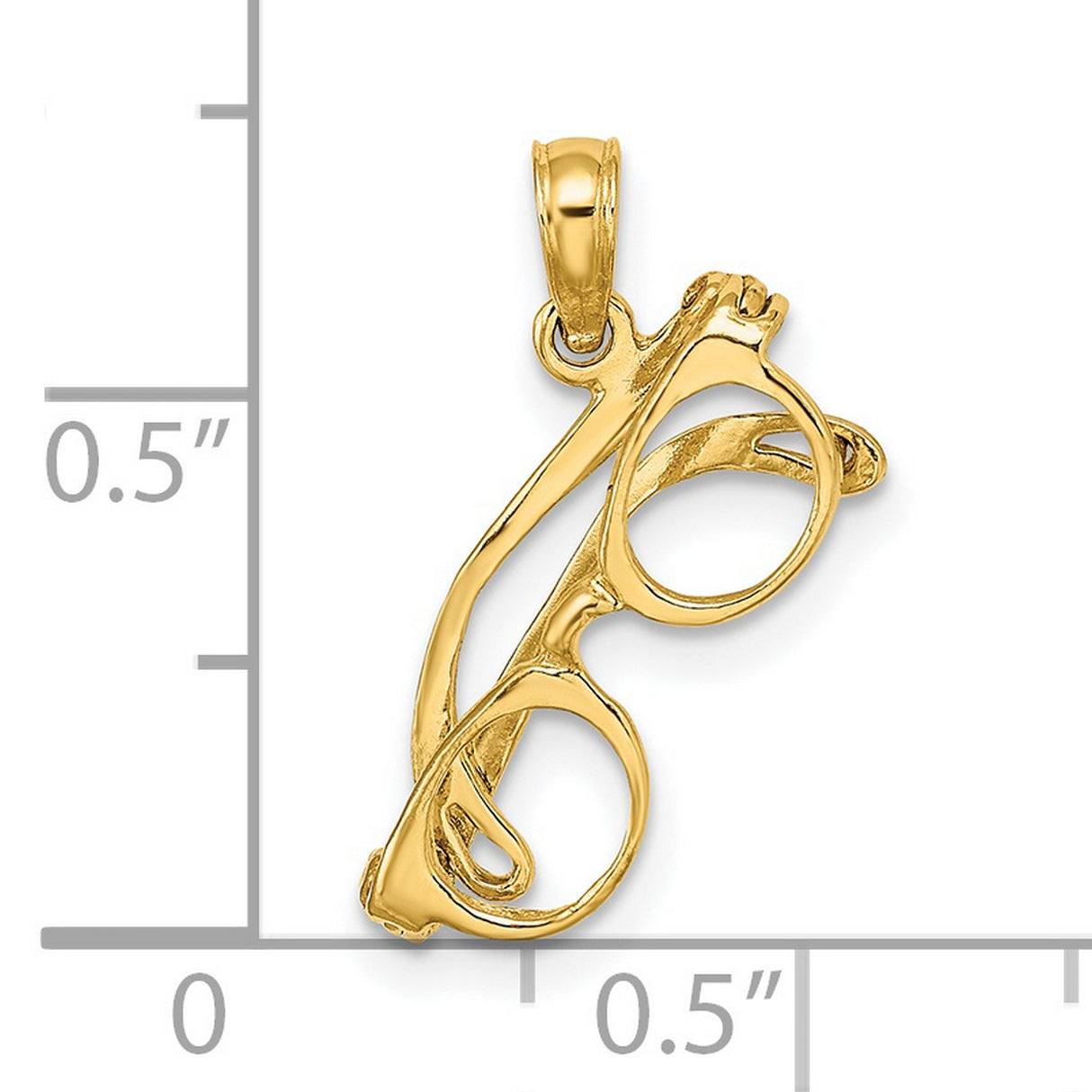 14k Yellow Gold Eyeglasses Pendant, Movable Glasses Charm, Vision Symbol Jewelry, Unisex Design