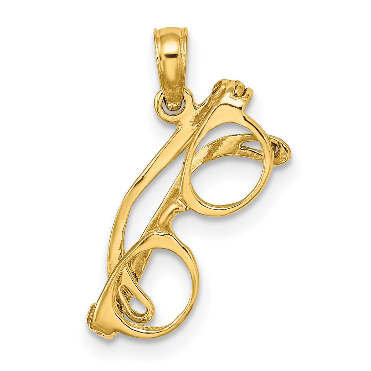 14k Yellow Gold Eyeglasses Pendant, Movable Glasses Charm, Vision Symbol Jewelry, Unisex Design