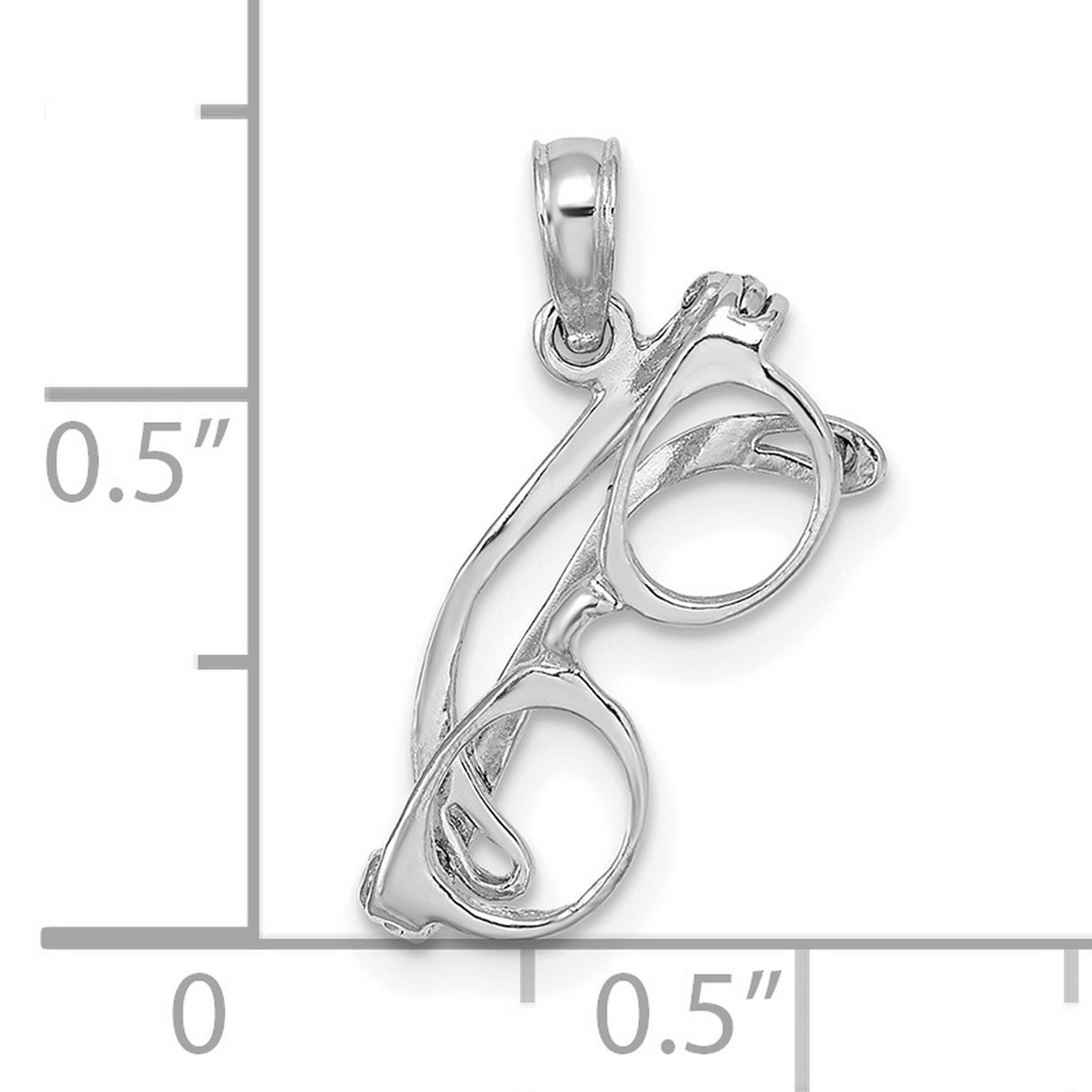 14k White Gold Pendant with Movable Eyeglasses Charm, Vision Symbol Jewelry