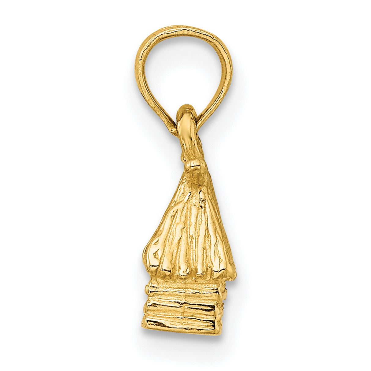 14k Yellow Gold Hut Pendant, Log Cabin Charm with Thatched Roof, Rustic Heritage Design