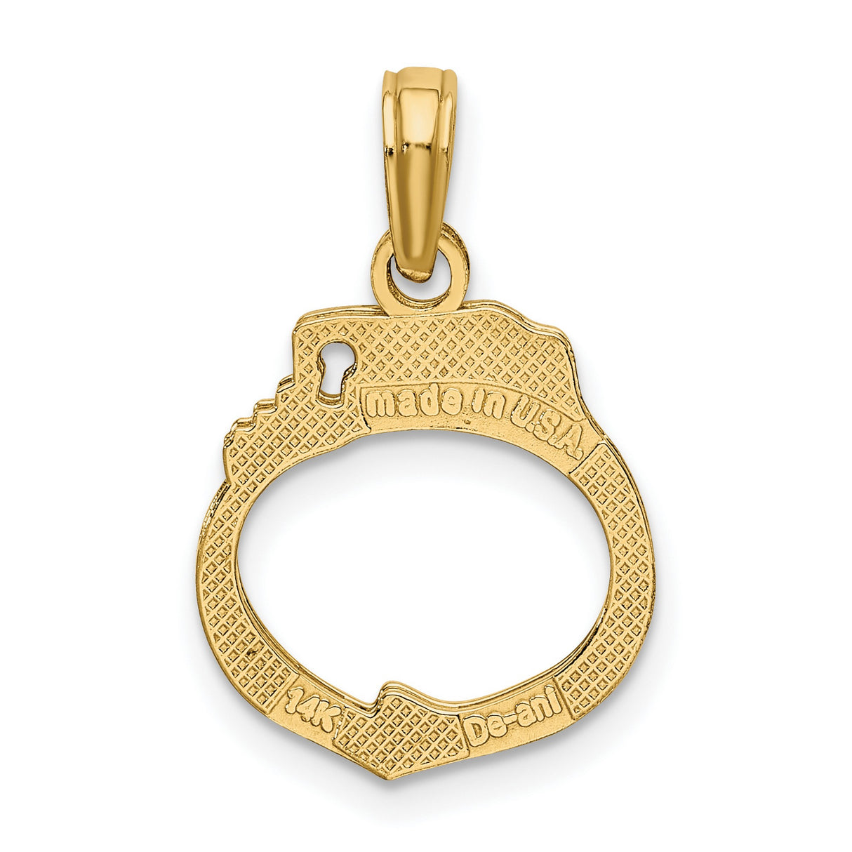 14k Yellow Gold Handcuff Pendant, Interlocking Cuffs Symbol, Police Support Jewelry for Men and Women