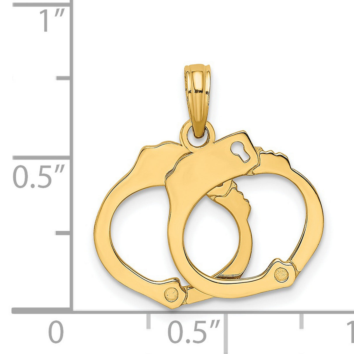 14k Yellow Gold Handcuff Pendant, Interlocking Cuffs Symbol, Police Support Jewelry for Men and Women