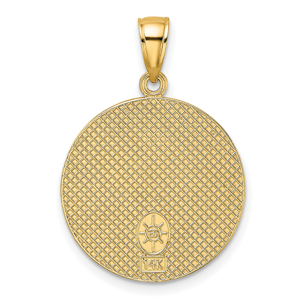 14k Yellow Gold Pendant with Chicago Skyline, Minimalist Urban City Disc Charm