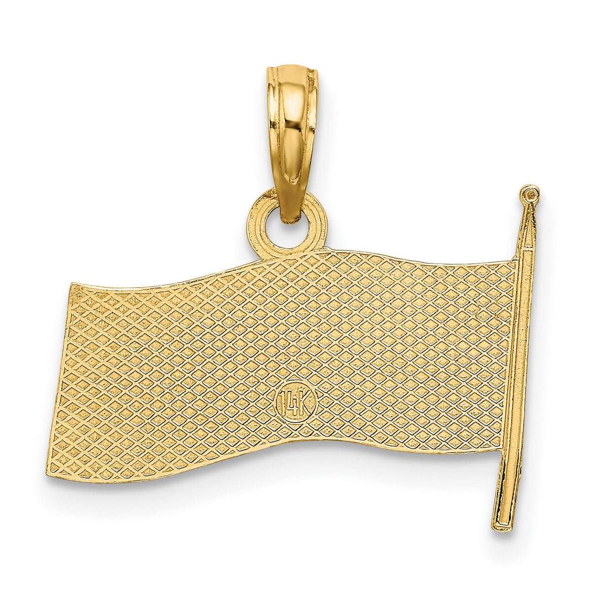 United States American Flag Charm Pendant in Real 14k Yellow Gold