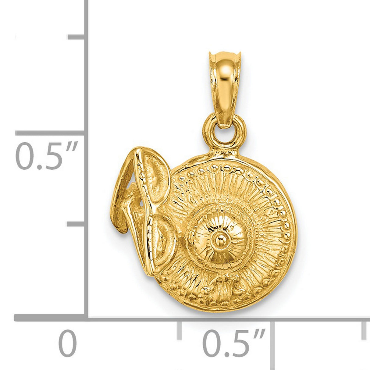 14k Yellow Gold Roman Warrior Pendant with Helmet and Shield Design