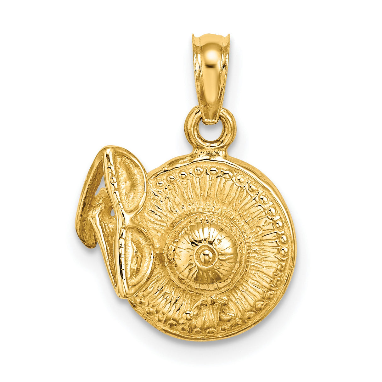 14k Yellow Gold Roman Warrior Pendant with Helmet and Shield Design