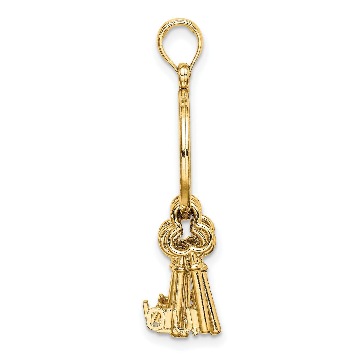 14k Yellow Gold Pendant with Nine Moveable Key Charms Spelling I Love You