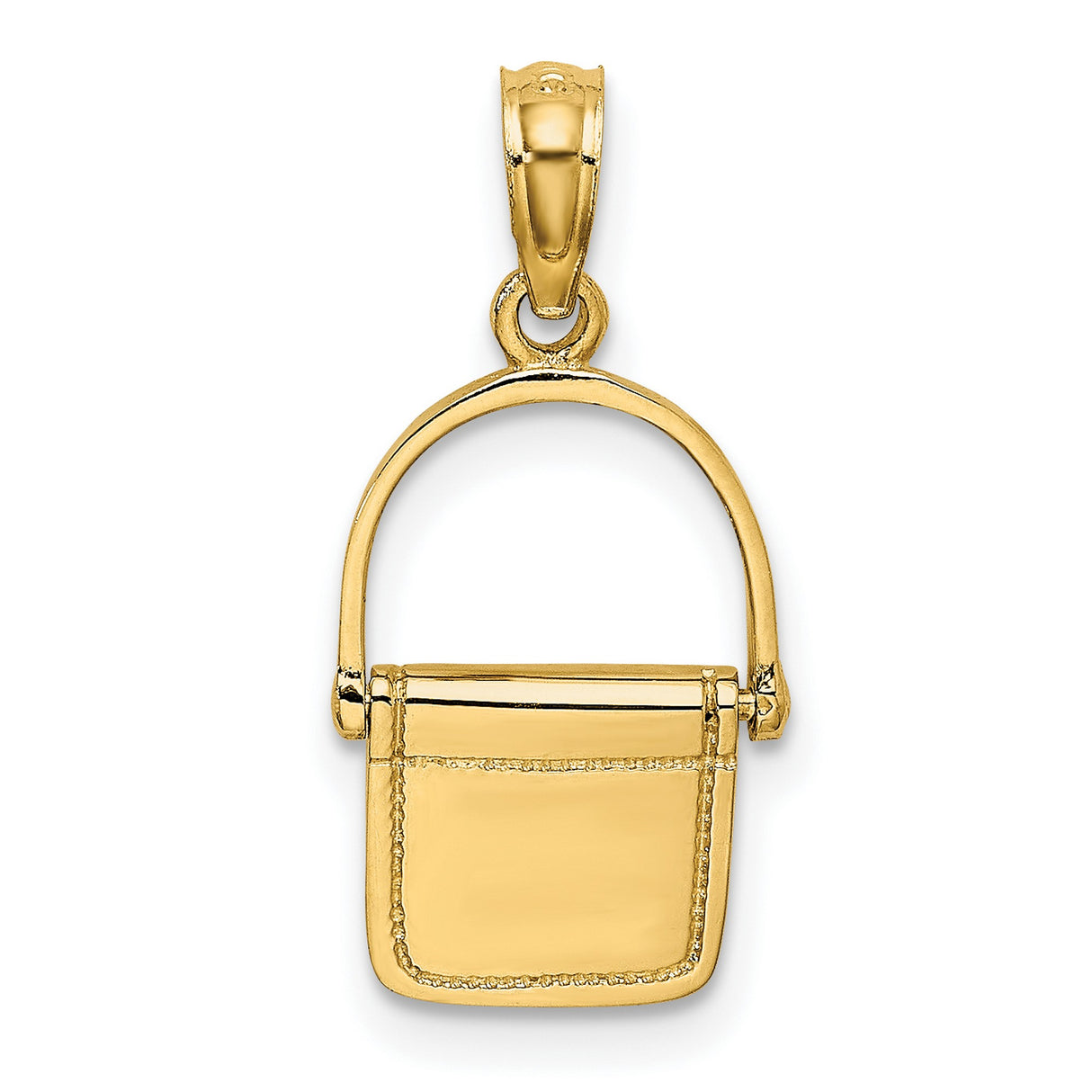 14k Yellow Gold Handbag Pendant, Movable Purse Charm with Detailed Design for Women