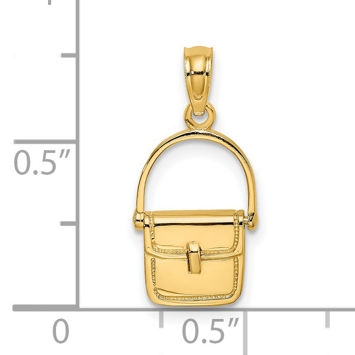 14k Yellow Gold Handbag Pendant, Movable Purse Charm with Detailed Design for Women