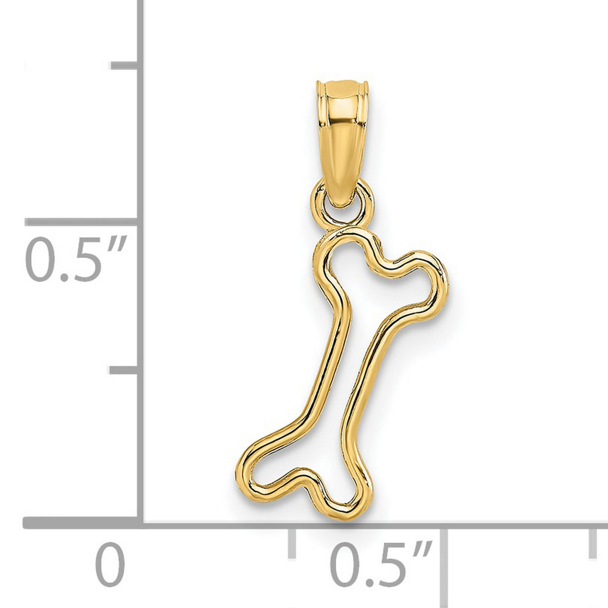14k Yellow Gold Dog Bone Pendant Charm, Open Outline Minimalist Design for Women or Unisex Wear