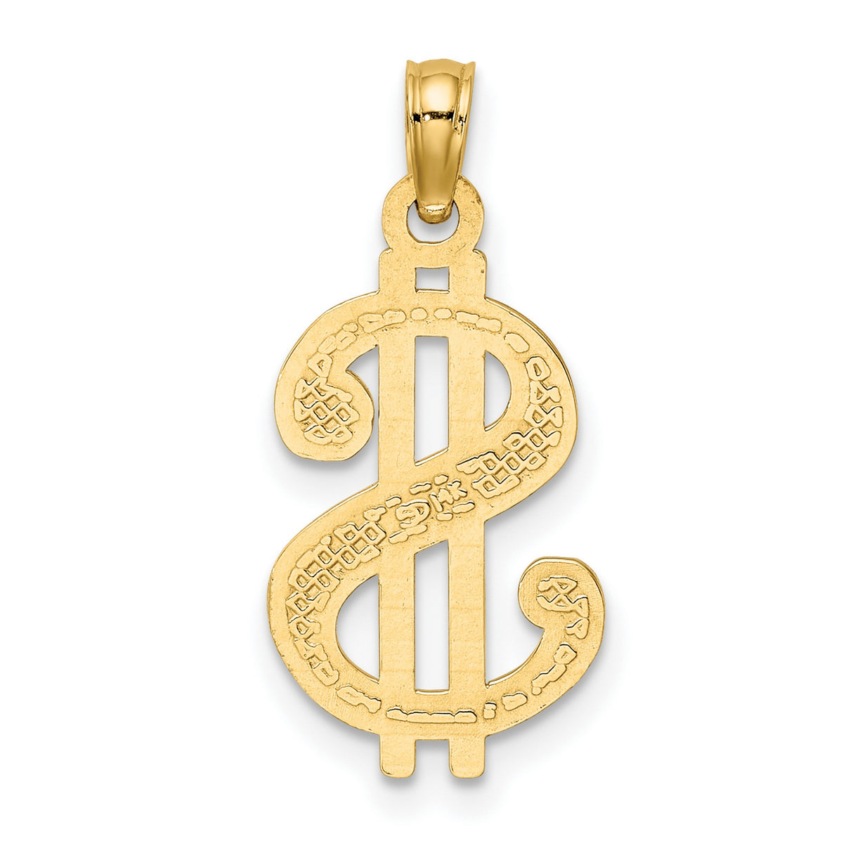 14k Yellow Gold Pendant, Dollar Sign Symbol, Bold Urban Streetwear Style for Men