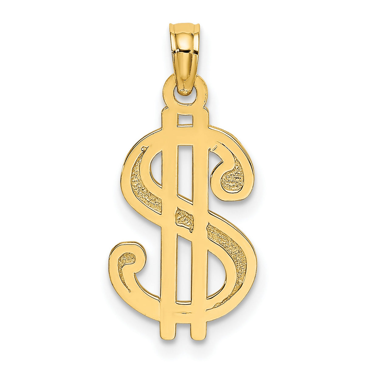 14k Yellow Gold Pendant, Dollar Sign Symbol, Bold Urban Streetwear Style for Men