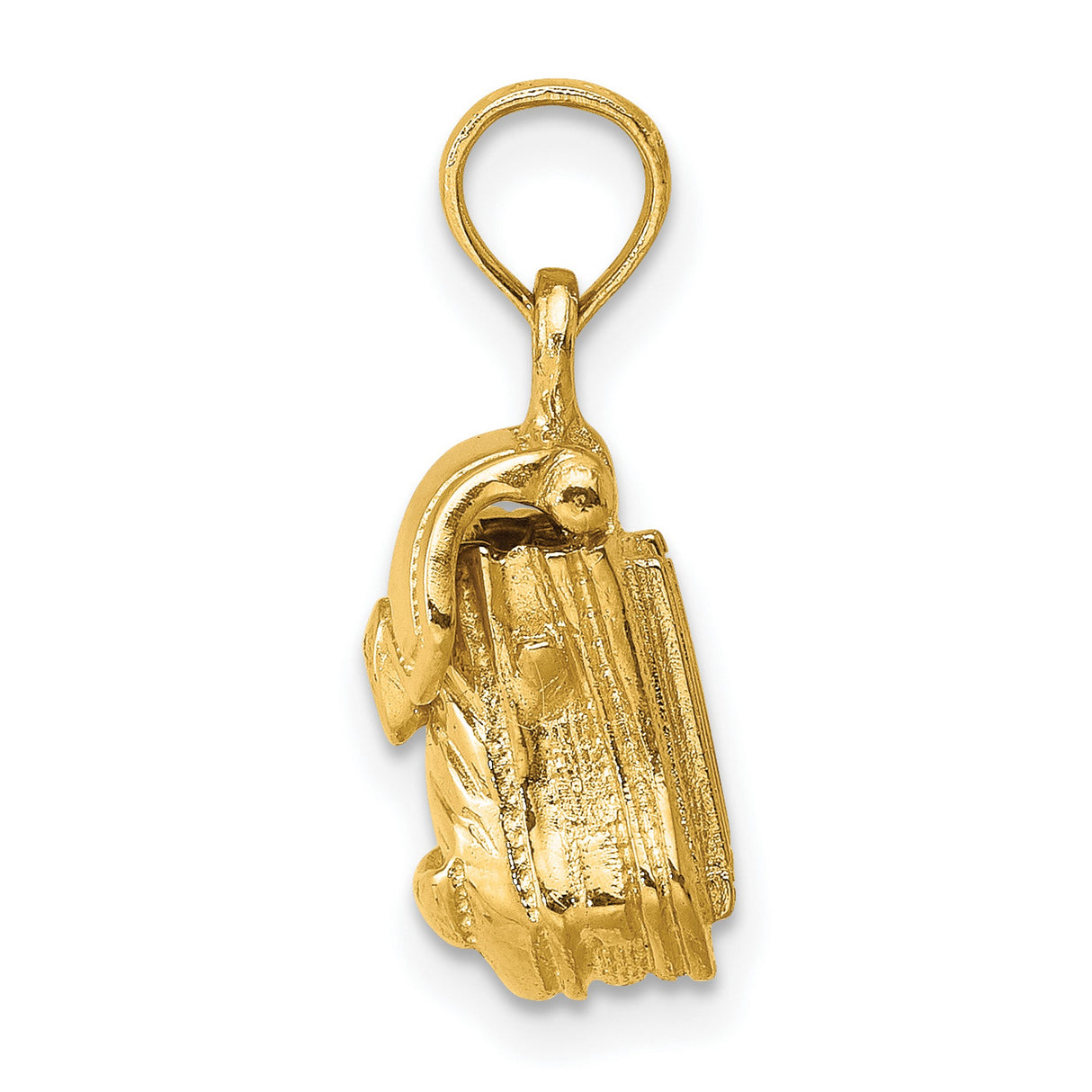 3-D Polished Back Pack Moveable Lid Charm Pendant in Real 14k Yellow Gold