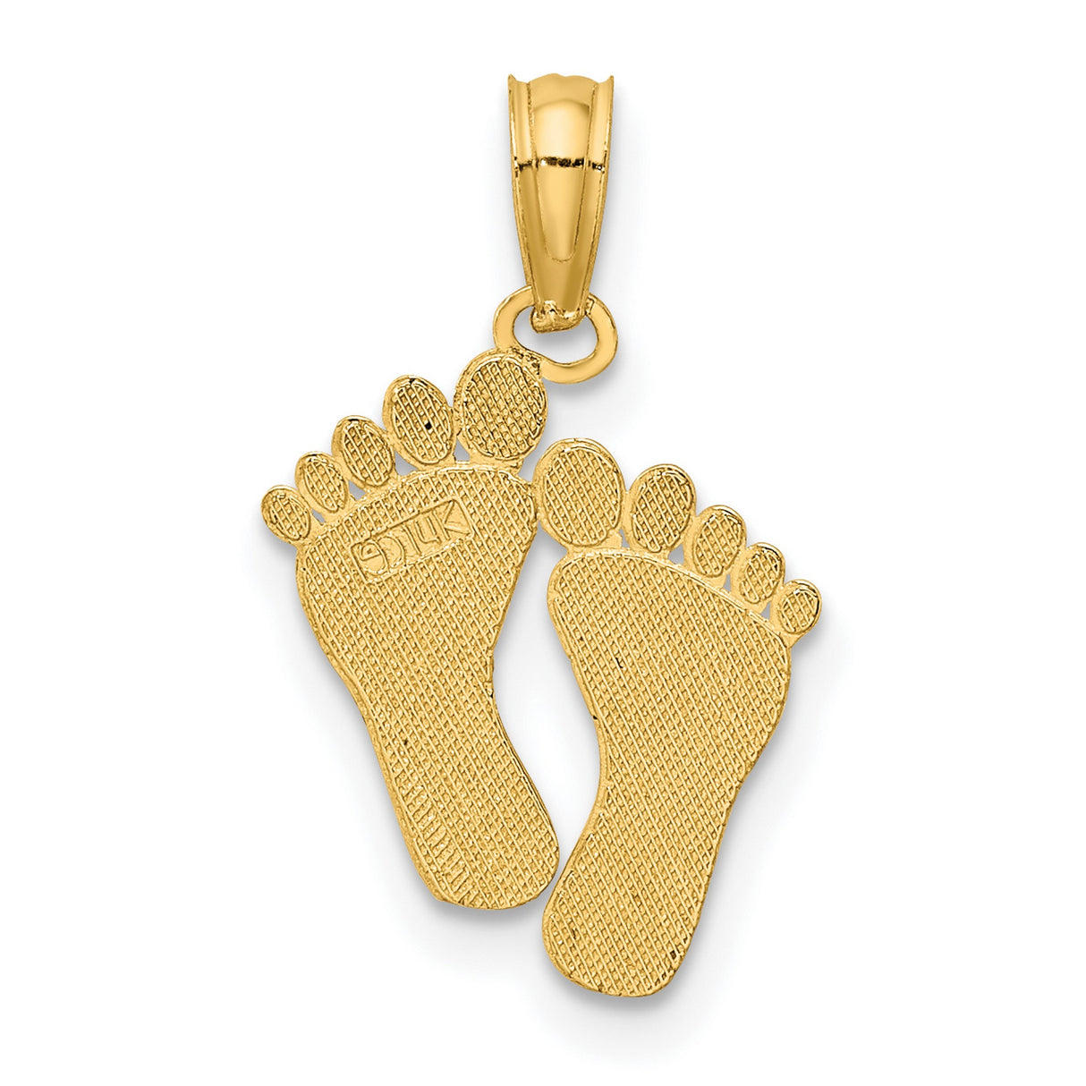 14k Yellow Gold Baby Feet Pendant, Tiny Footprint Charm, Motherhood and Love Keepsake Jewelry