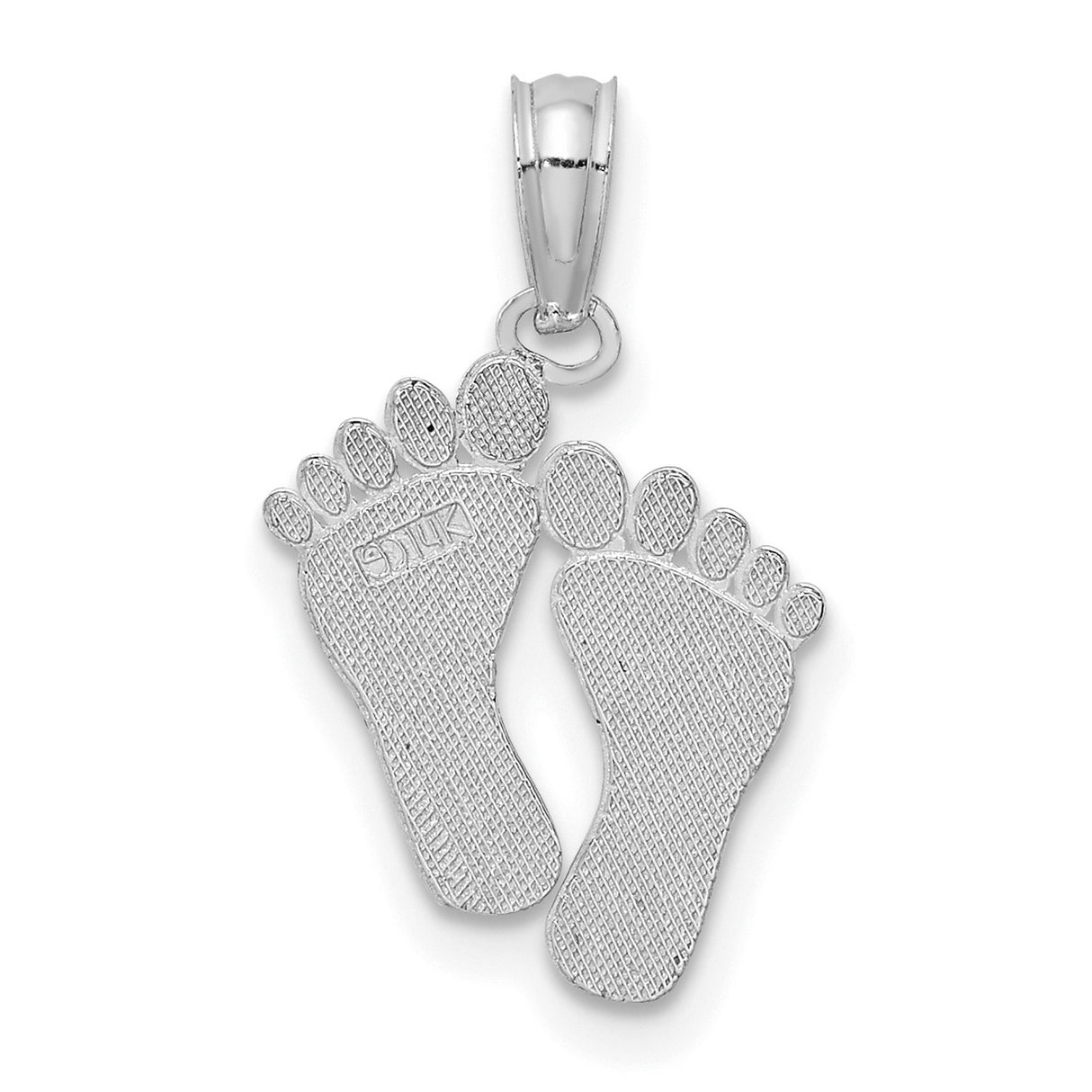 14k White Gold Baby Feet Pendant, Double Footprint Charm, Sentimental Motherhood Keepsake