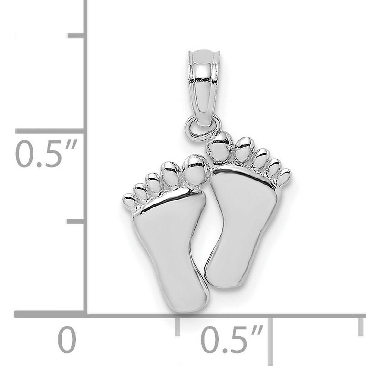 14k White Gold Baby Feet Pendant, Double Footprint Charm, Sentimental Motherhood Keepsake
