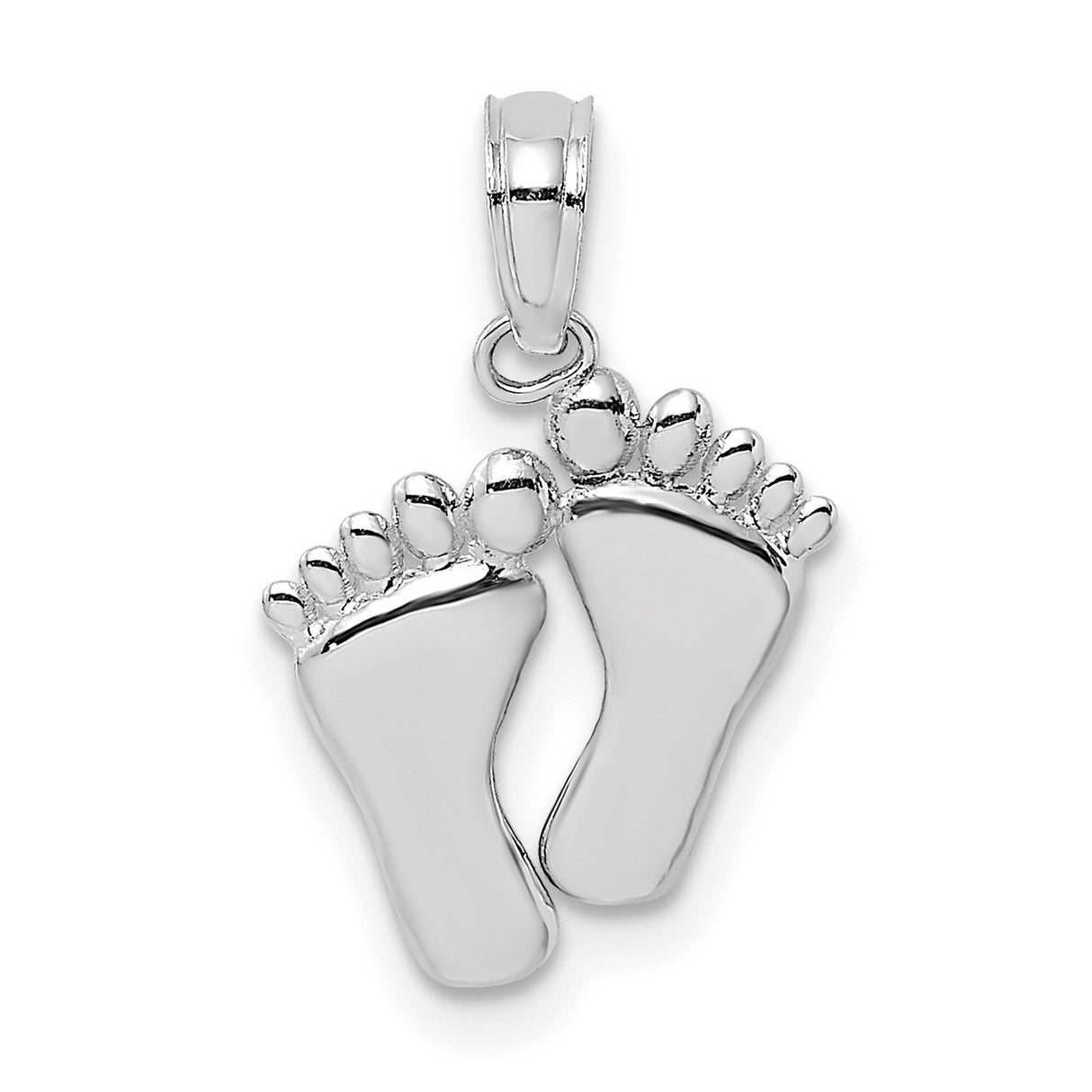 14k White Gold Baby Feet Pendant, Double Footprint Charm, Sentimental Motherhood Keepsake