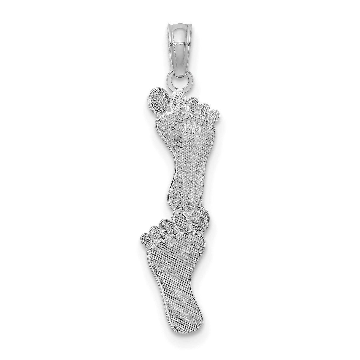 14k White Gold Baby Feet Pendant with Two Infant Footprints, Symbol of Motherhood and Family