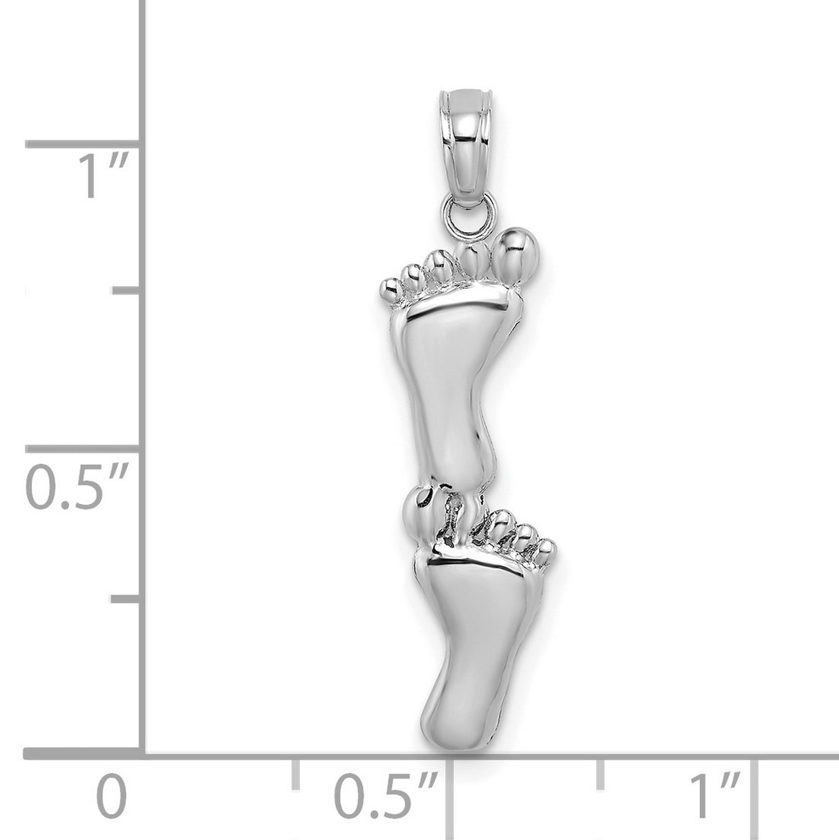 14k White Gold Baby Feet Pendant with Two Infant Footprints, Symbol of Motherhood and Family