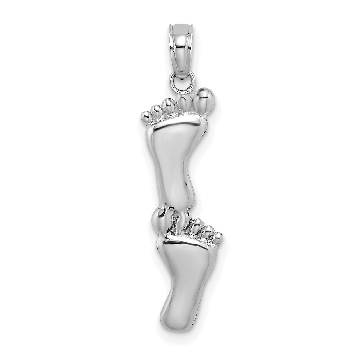 14k White Gold Baby Feet Pendant with Two Infant Footprints, Symbol of Motherhood and Family