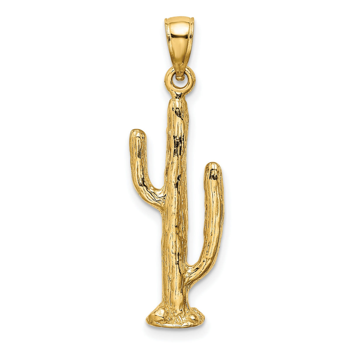 14k Yellow Gold Saguaro Cactus Pendant, Southwestern Desert Motif, Boho Unisex Charm
