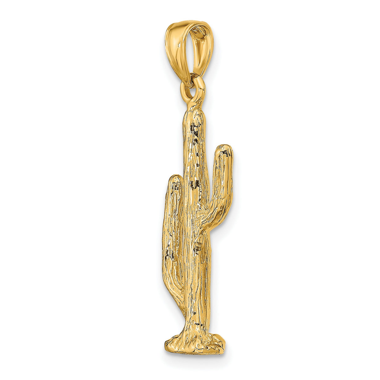 14k Yellow Gold Saguaro Cactus Pendant, Southwestern Desert Motif, Boho Unisex Charm