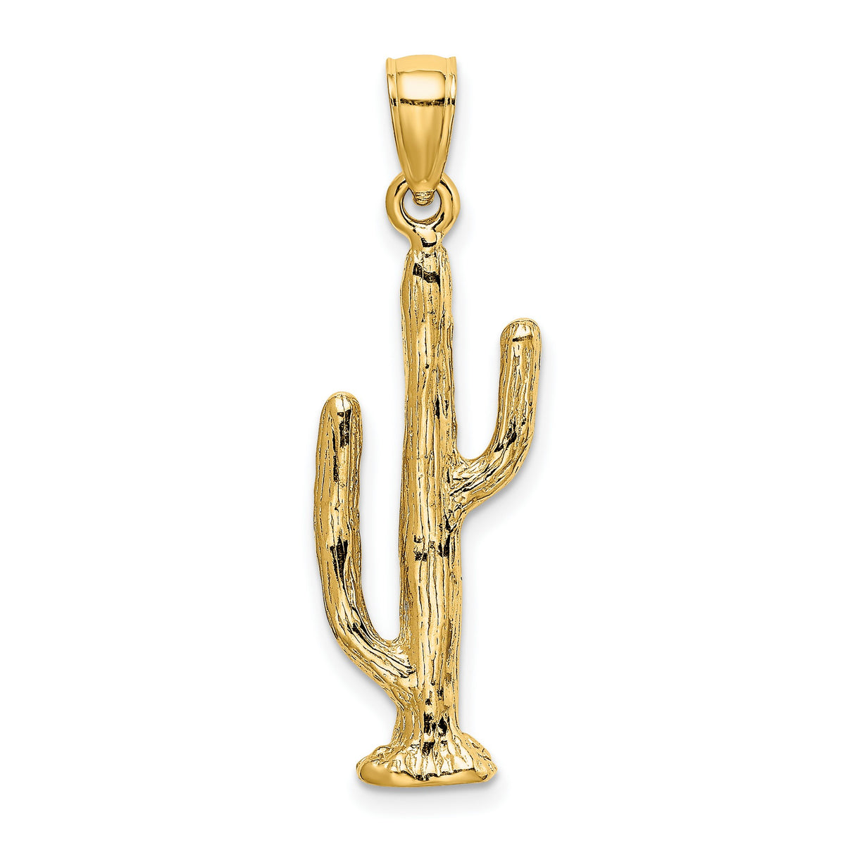 14k Yellow Gold Saguaro Cactus Pendant, Southwestern Desert Motif, Boho Unisex Charm