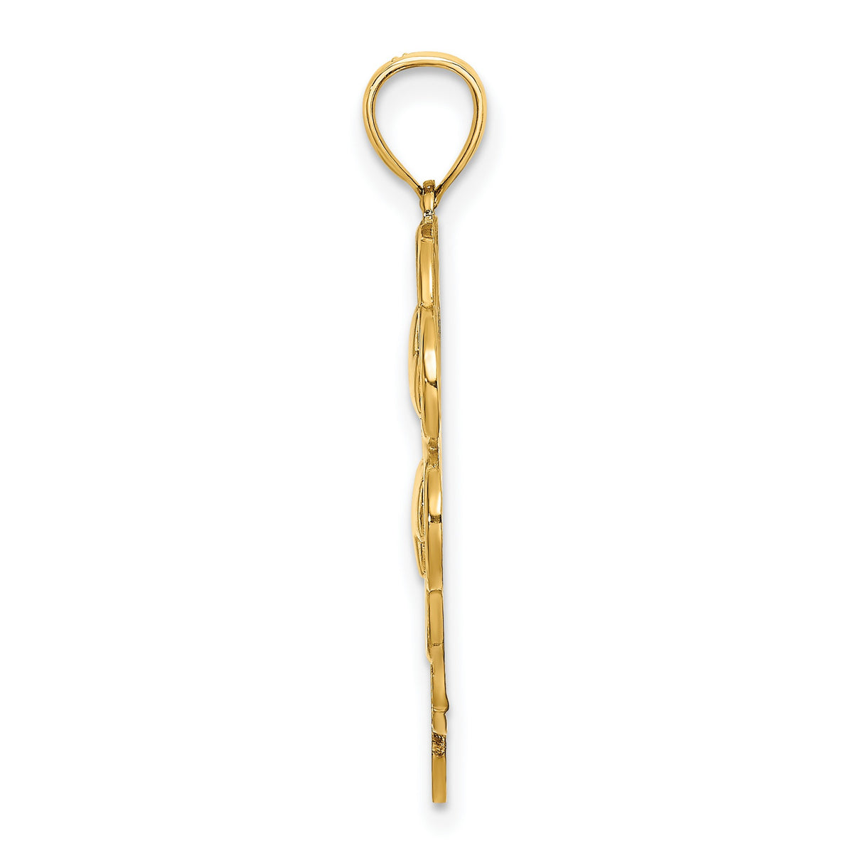 14k Yellow Gold Four Leaf Clover Pendant with Heart Shaped Leaves, Lucky Charm for Women