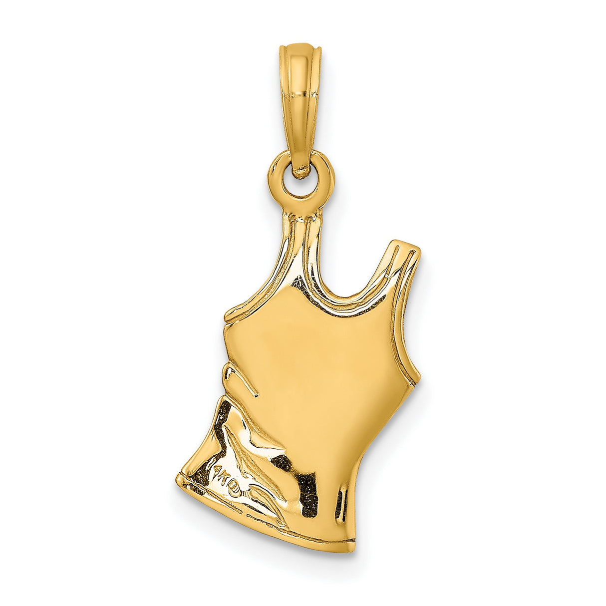 14k Yellow Gold Shirt Pendant with Heart Design, Athletic Tank Charm for Women or Unisex Wear