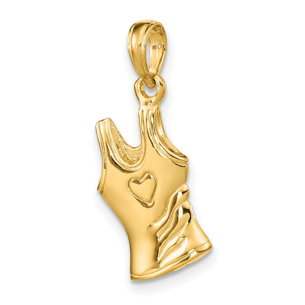 14k Yellow Gold Shirt Pendant with Heart Design, Athletic Tank Charm for Women or Unisex Wear