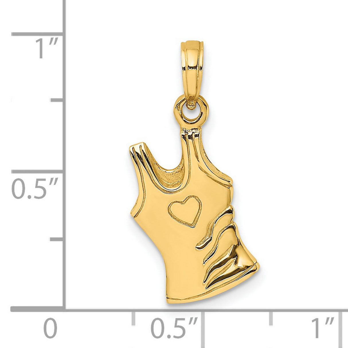 14k Yellow Gold Shirt Pendant with Heart Design, Athletic Tank Charm for Women or Unisex Wear