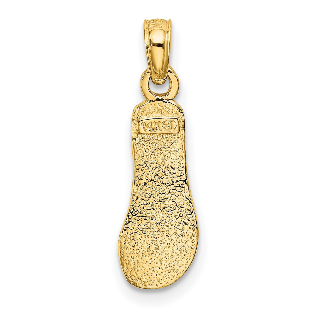 14k Yellow Gold Flip Flop Pendant, Textured Sandal Design, Beach Charm, Ocean Theme Jewelry