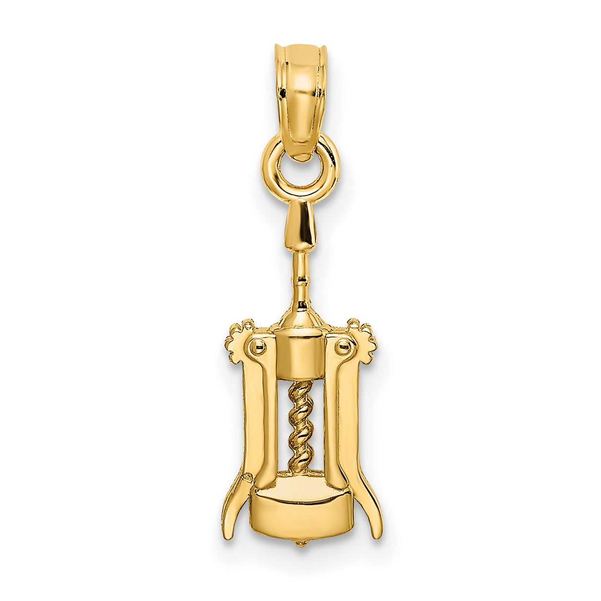 14k Yellow Gold Wine Corkscrew Pendant, Culinary Charm for Wine Lovers, Unisex Jewelry Piece