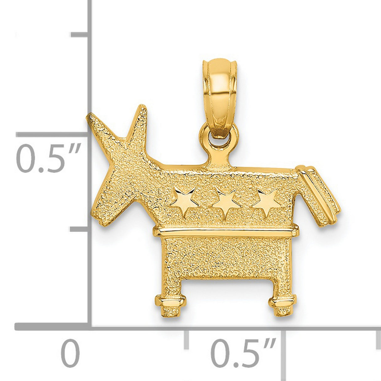 14k Yellow Gold Donkey Pendant with Three Stars, Democratic Party Symbol Jewelry