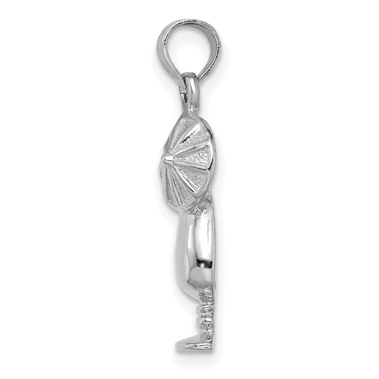 14k White Gold Cocktail Pendant with Glass Straw and Citrus Slice Charm